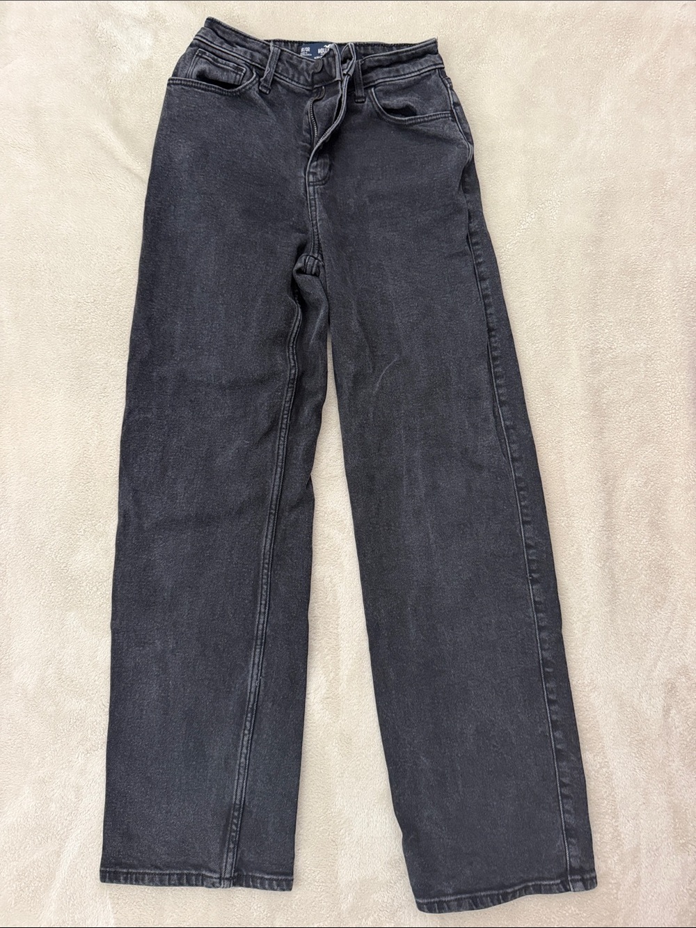 Hollister Women’s Washed Black Straight Jeans